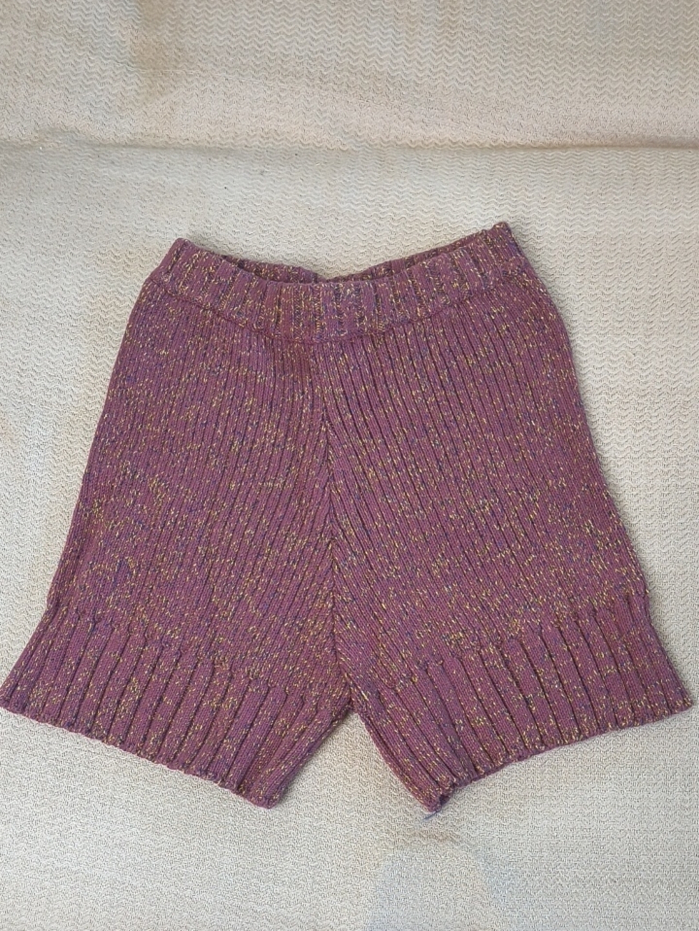 FP Beach Ribbed Knit Women’s Shorts in Maroon with Multicolor Flecks XS